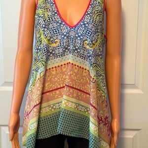 Clover Canyon Multi Color Bohemian Silky Flowy Sleeveless Top Medium